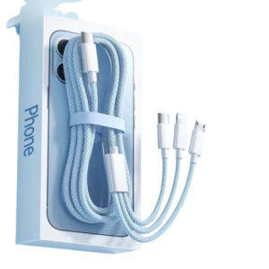 Cable 3 En 1 Charge Rapide 100W pour Android, iPhone, Micro USB Type C.